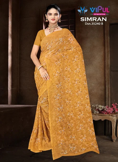 Simran 35240 A To D By Vipul Geogette Surat Daily Wear Saree Wholesale Market